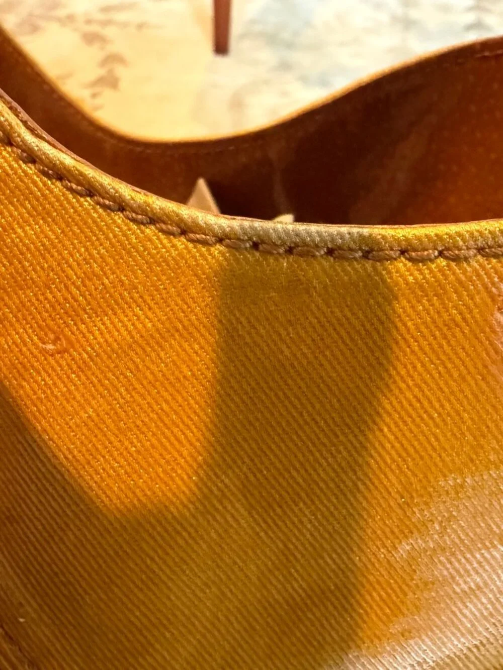 TORY BURCH~Brewster Tote~Extra Large Coated Canvas Leather Bag - Yellow/Tan/Gold